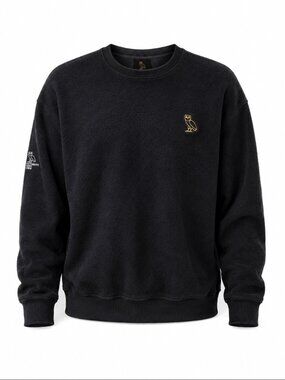 OVO October’s Very Own Black Fuzzy Crewneck Sweatshirt L